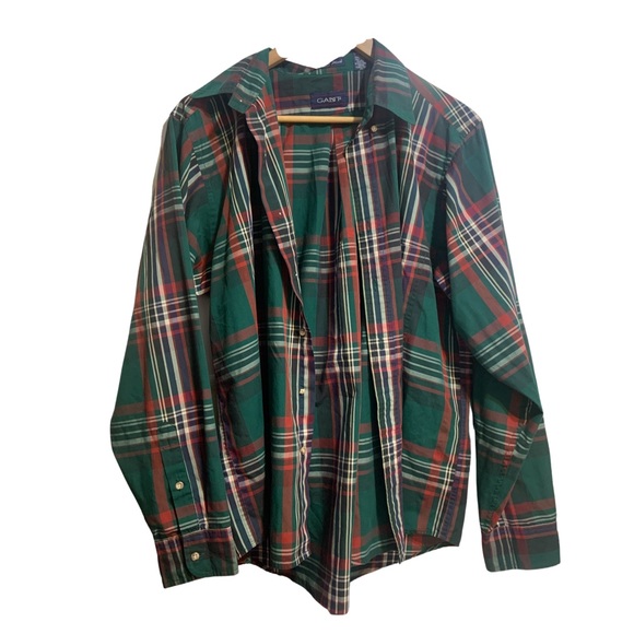 GREEN MALE BUTTON-DOWN PLAID SHIRT!!! - Picture 7 of 8